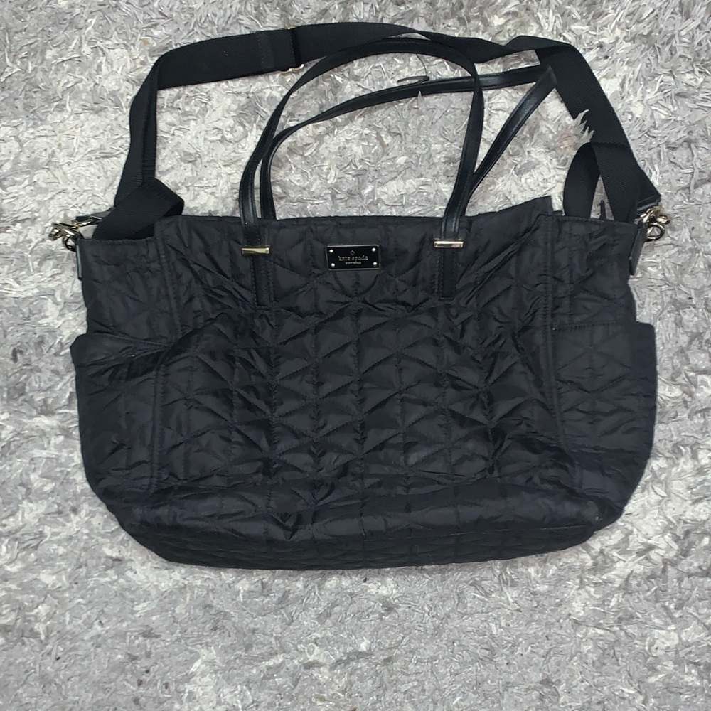 Kate Spade Quilted Black diaper bag/tote with Dual Straps